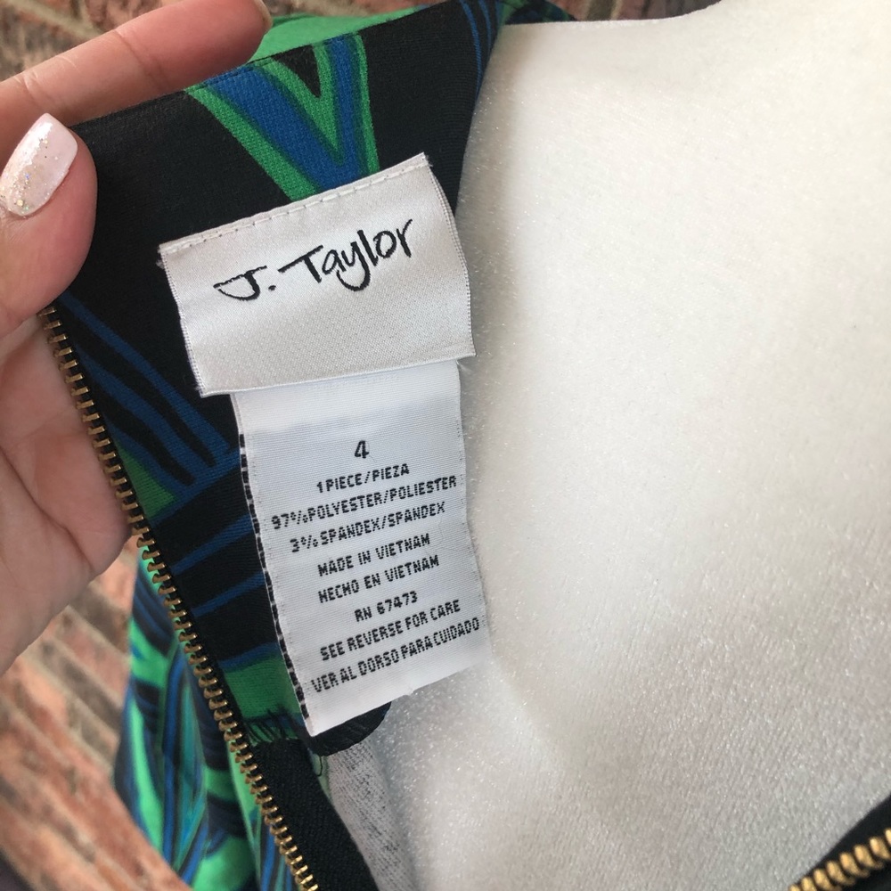 { J. TAYLOR } Green & Blue Patterned Dress - Picture 8 of 8